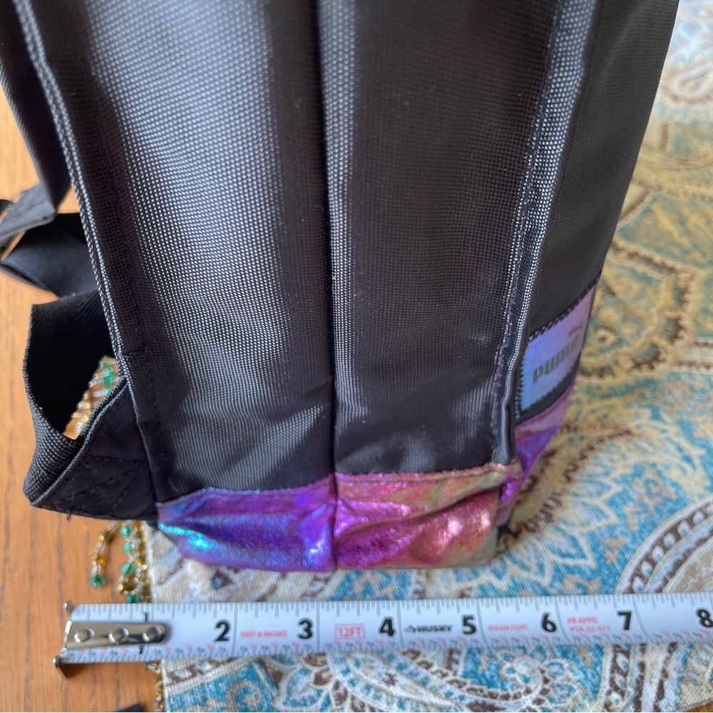 Puma Commuter Fold Backpack Top Close Black and Multicolor Rainbow Holographic - Picture 8 of 15